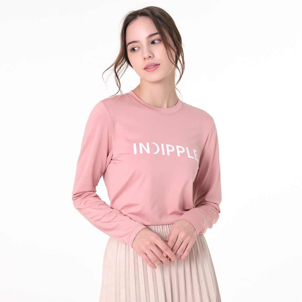여성용 캐주얼 인디플 기모 라운드 티셔츠